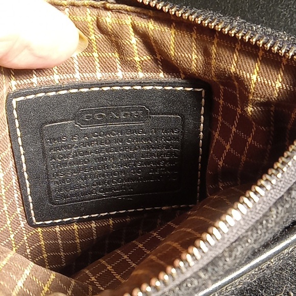 Coach Black Gray Silver Sacoche Felt Coach Pouch No Shoulder Strap Length 8 1/2 - Picture 6 of 8